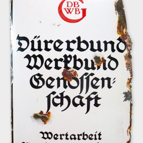 Schild, Emaille, Dürerbund-Werkbund-Genossenschaft, Dresden-Hellerau