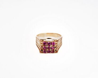 Ring mit pinkfarbenen Korunden, 1960er Jahre
